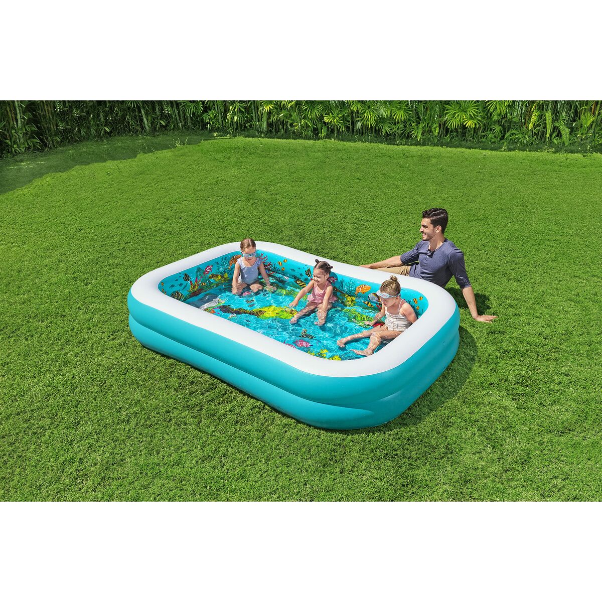Bestway Uppblåsbar Pool 2 Kammare 3D Marinbotten med Tillbehör 262x175x51 cm +3 År Trädgård 54177 - 15