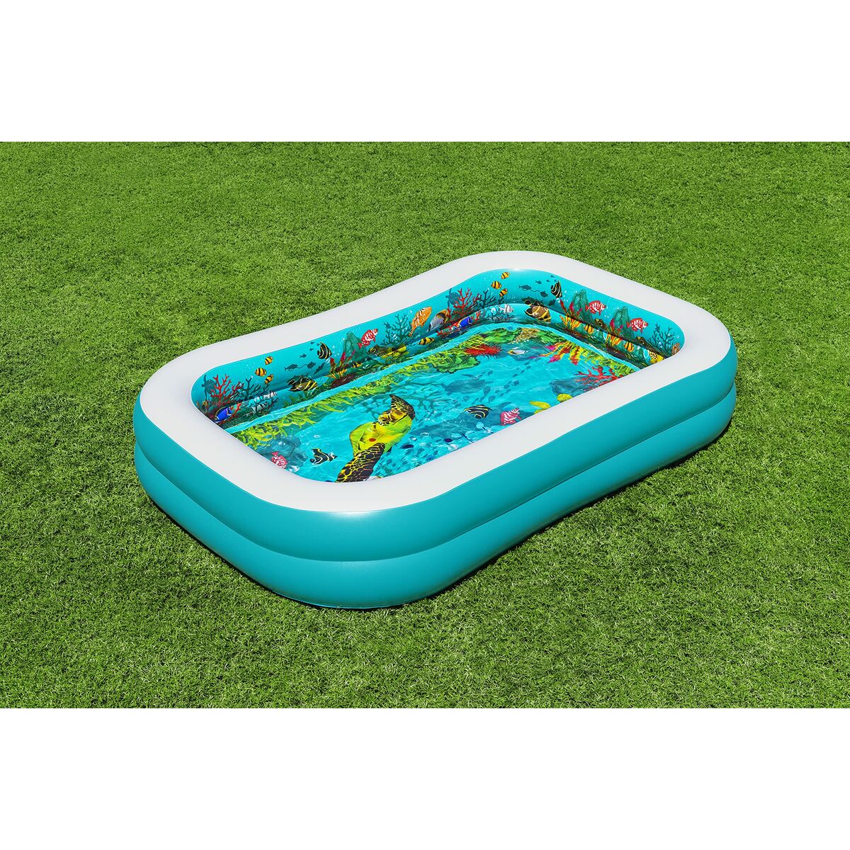 Bestway Uppblåsbar Pool 2 Kammare 3D Marinbotten med Tillbehör 262x175x51 cm +3 År Trädgård 54177 - 2