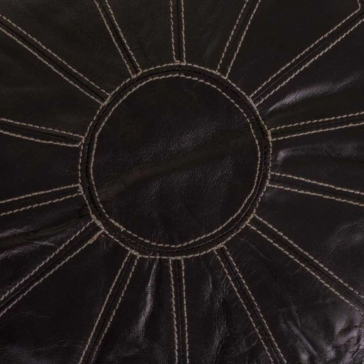 Puff Alexandra House Living Svart Läder 48 x 35 x 48 cm - 5