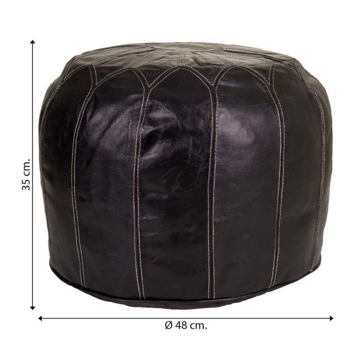 Puff Alexandra House Living Svart Läder 48 x 35 x 48 cm - 6