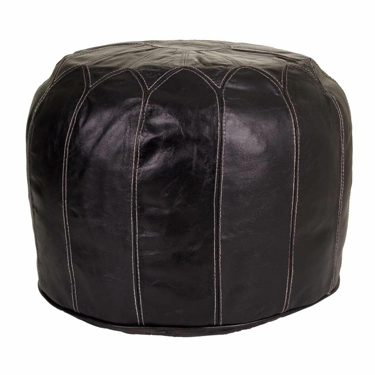 Puff Alexandra House Living Svart Läder 48 x 35 x 48 cm