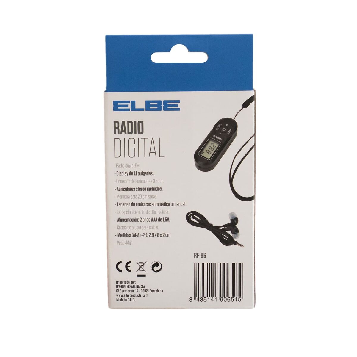 Bärbar Digitalradio ELBE RF96 Svart FM - 5