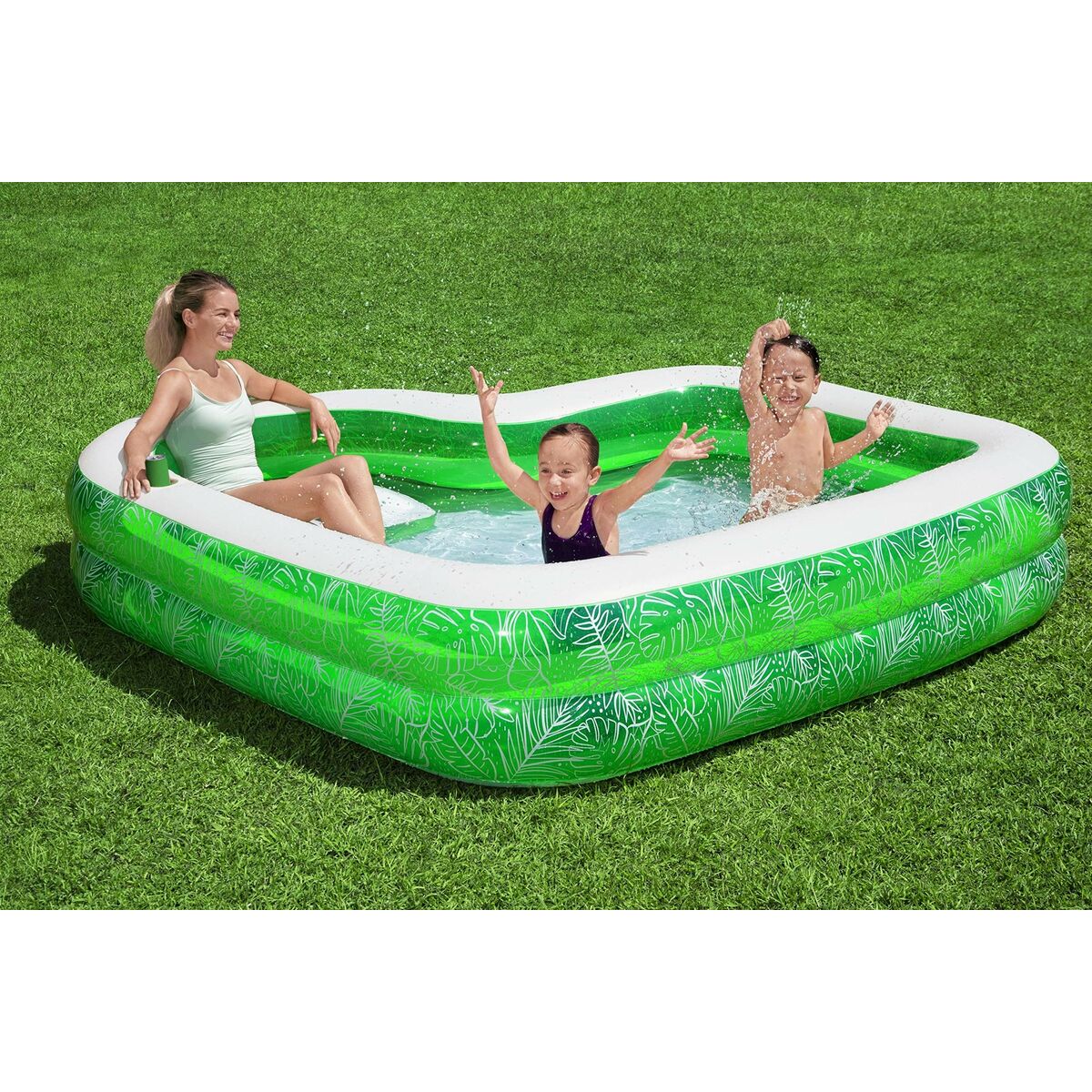 Bestway Uppblåsbar Pool 2 Kamrar Tropical 231x231x51 cm +6 År Trädgård 54336 - 14