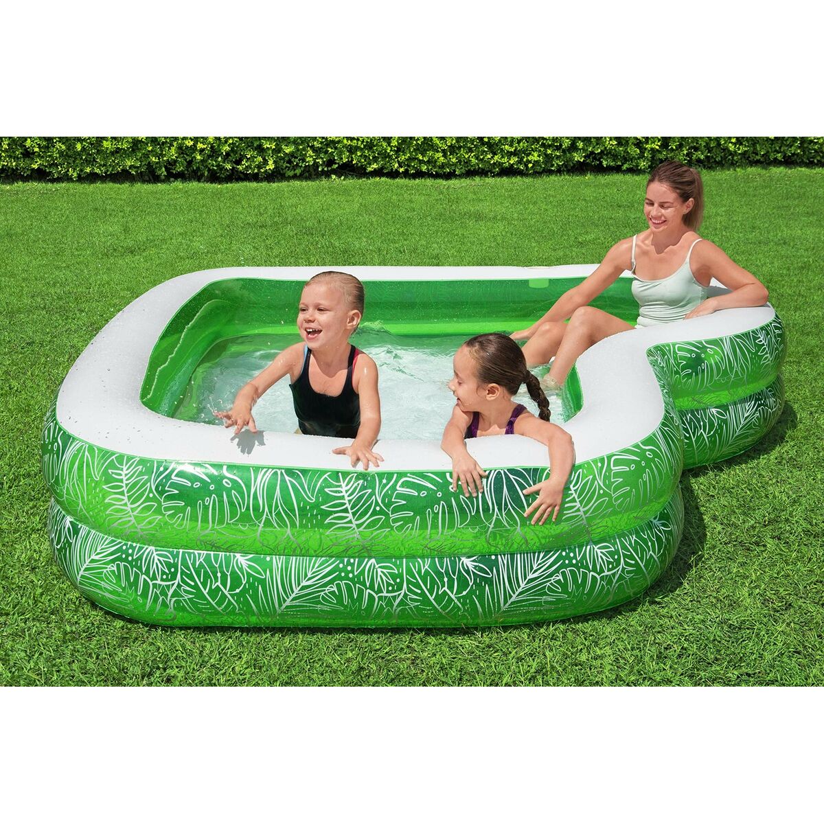 Bestway Uppblåsbar Pool 2 Kamrar Tropical 231x231x51 cm +6 År Trädgård 54336 - 2