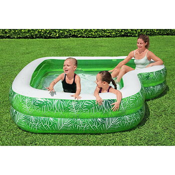Bestway Uppblåsbar Pool 2 Kamrar Tropical 231x231x51 cm +6 År Trädgård 54336