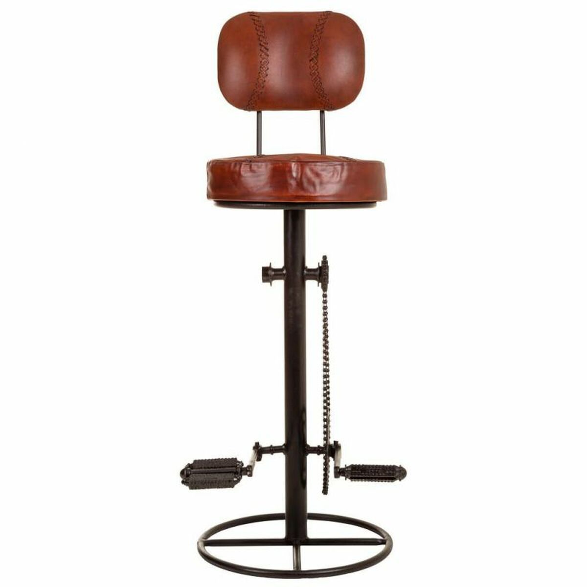 Sittpall Alexandra House Living Brun Svart Läder Järn 41 x 117 x 41 cm Pedaler - 3