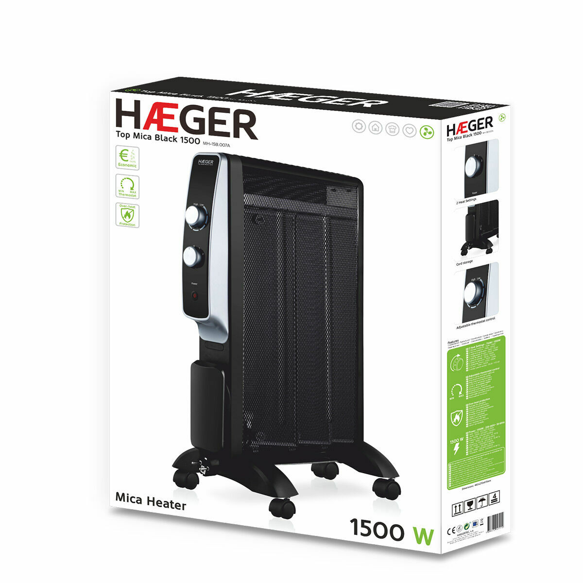 Värmeelement Haeger MH-15B.007A 1500 W Svart - 2