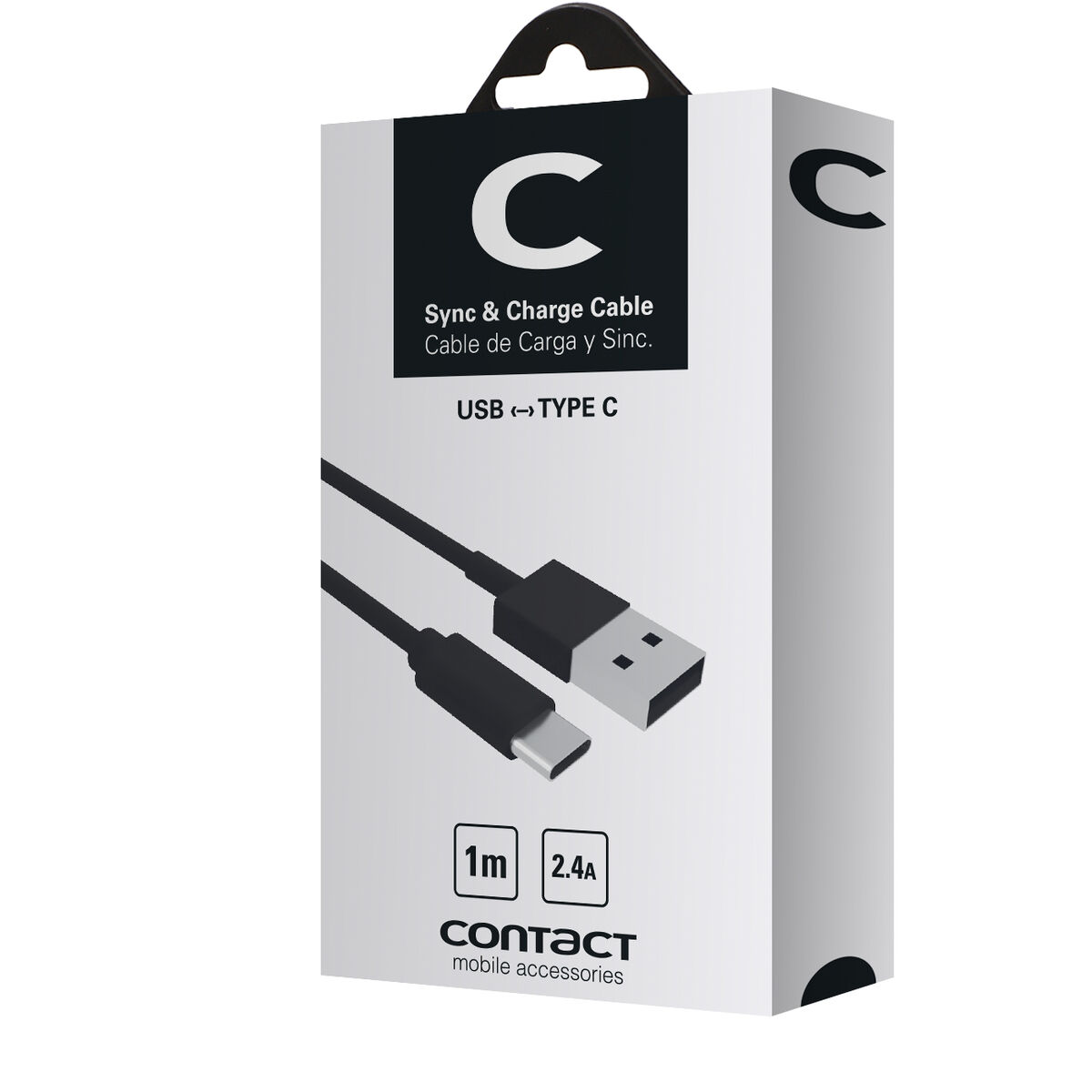 USB A till USB C Kabel Contact (1 m) Svart - 5