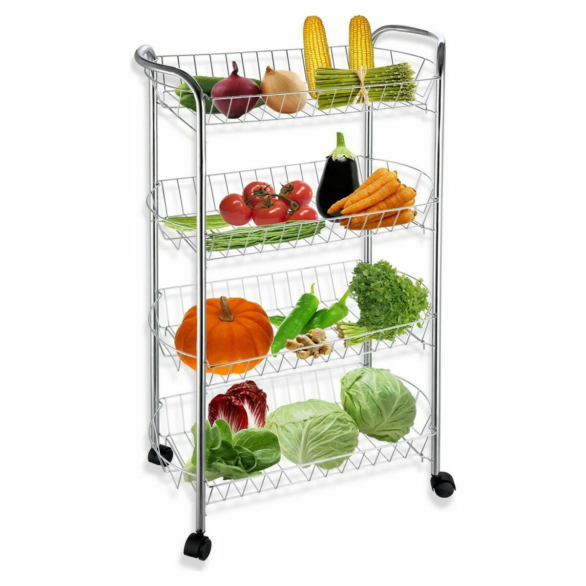 Grönsaksvagn Confortime 4 Hyllor Metall 51 x 27 x 84 cm (6 antal) - 3