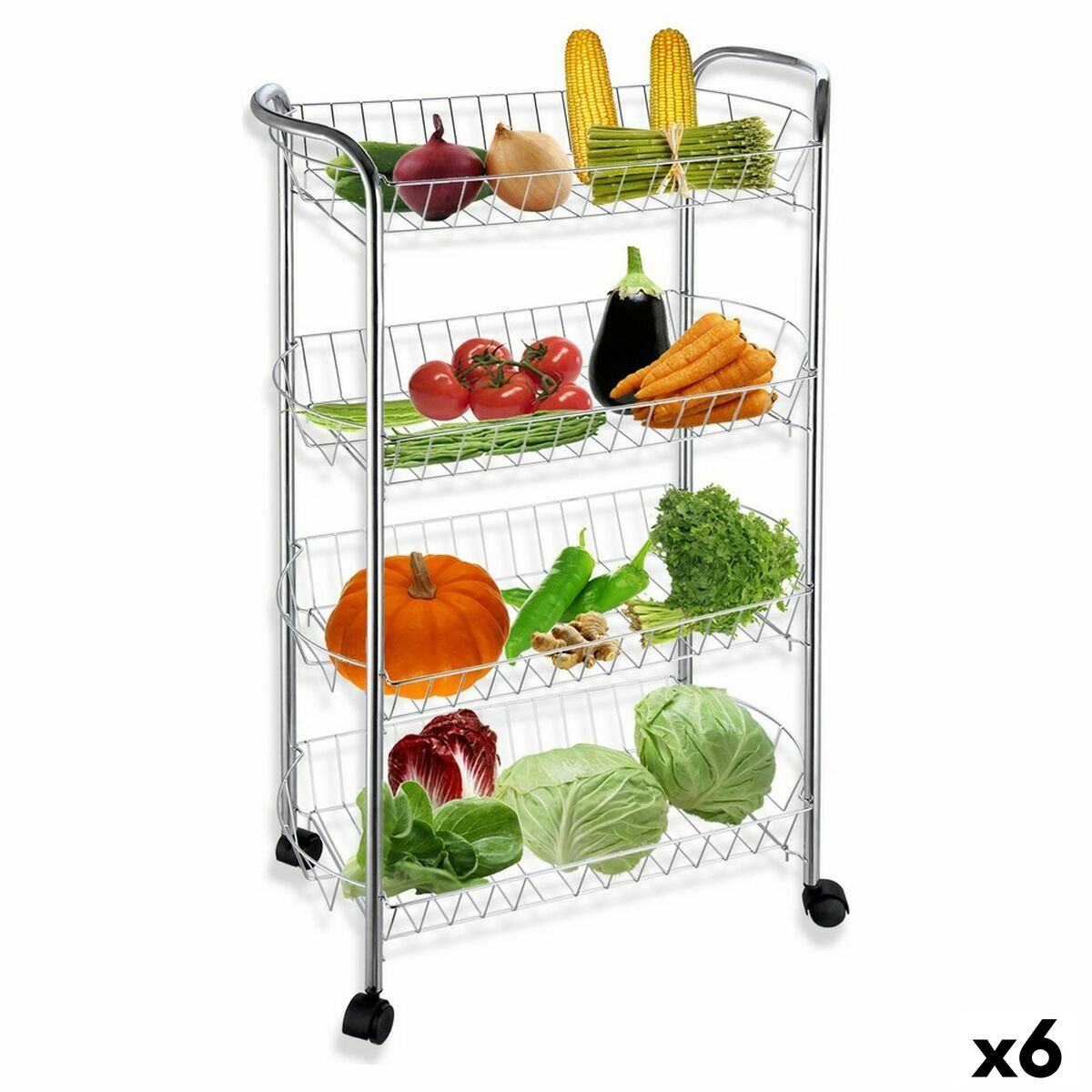 Grönsaksvagn Confortime 4 Hyllor Metall 51 x 27 x 84 cm (6 antal)