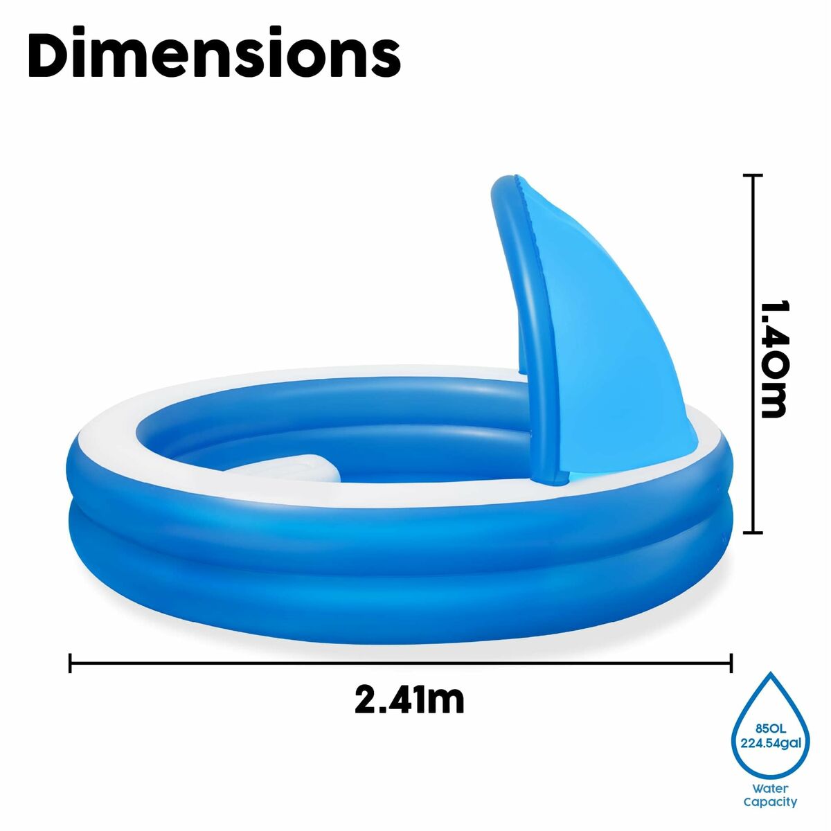 Bestway Uppblåsbar Pool 2 Kammare Parasoll 241x241x140 cm +6 År Trädgård 54337 - 8