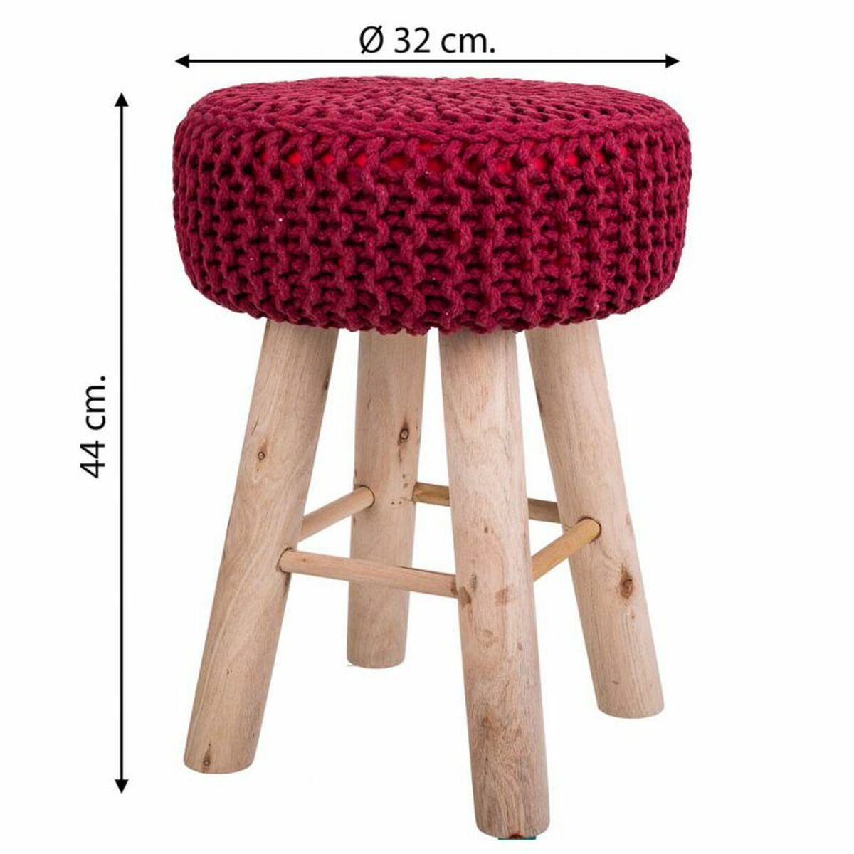 Sittpall Alexandra House Living Bordeaux Bambu Badsvamp Trä MDF 32 x 44 x 32 cm - 6