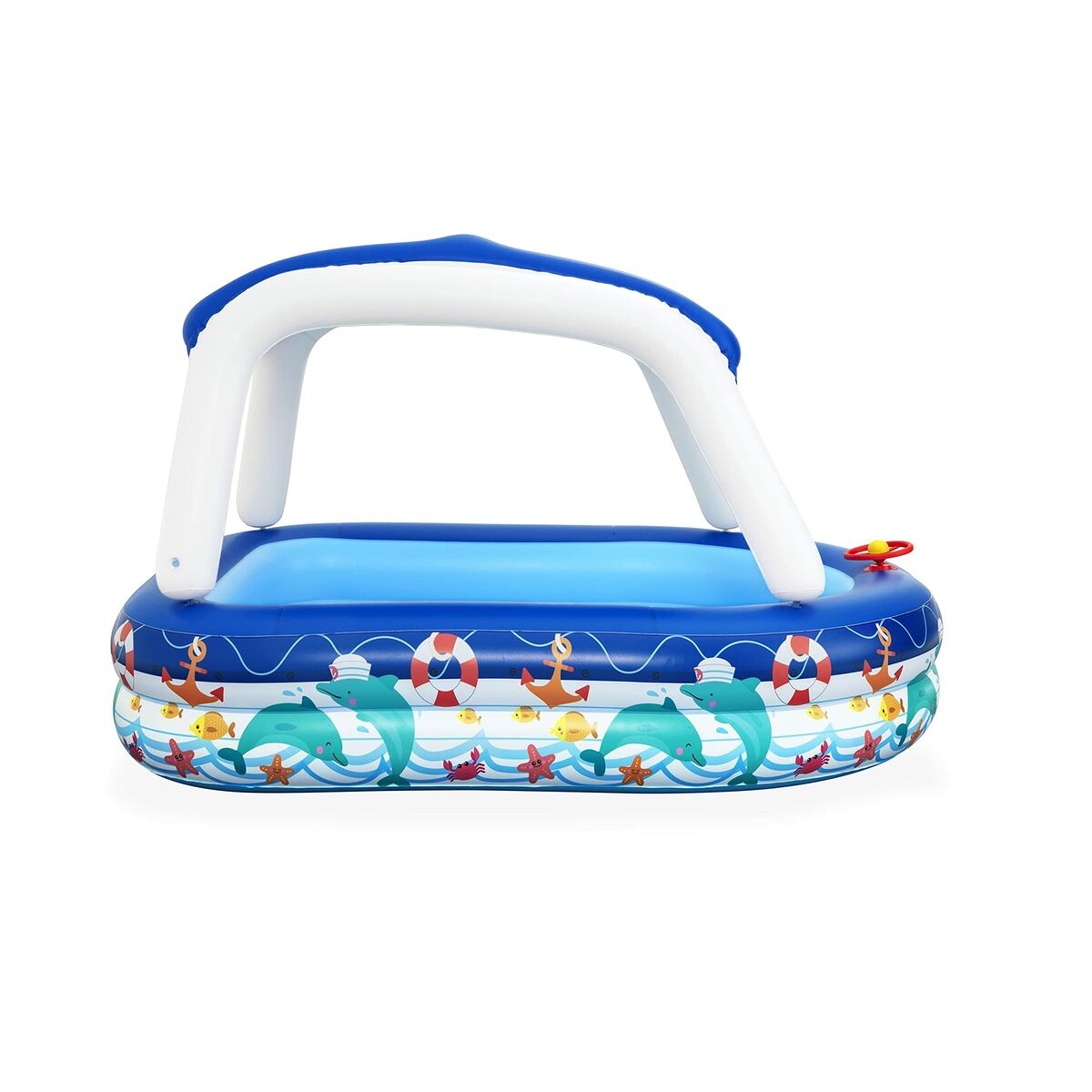 Bestway Uppblåsbar Barnpool Avtagbart Tak Båt med Ratt 213x155x132 cm +3 År Trädgård 54370 - 6