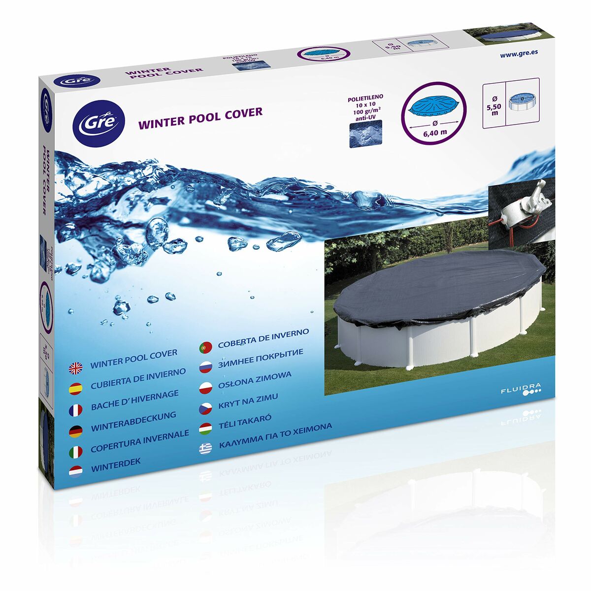 Pool Cover Gre CIPR451 Ø 460 cm Svart