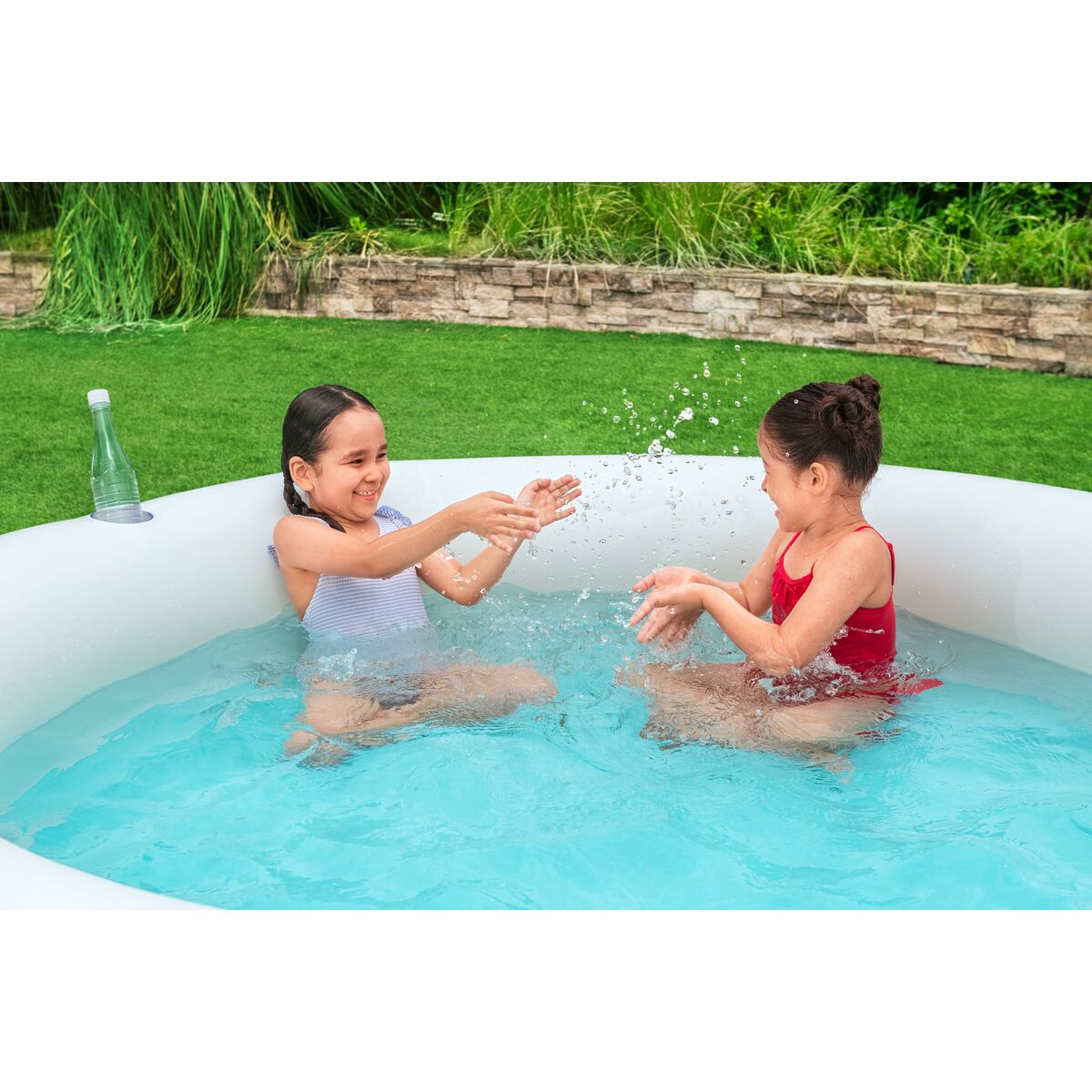 Bestway Barnpool 2 Ringar Regnbåge 206x206x51 cm +6 År Trädgård 54443 - 10