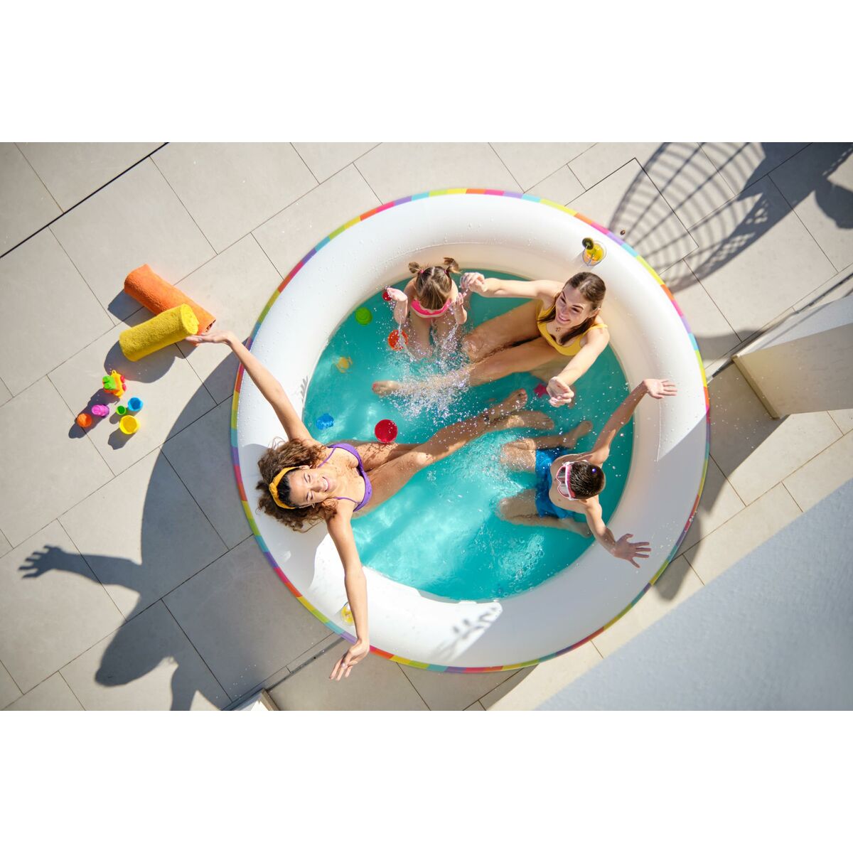 Bestway Barnpool 2 Ringar Regnbåge 206x206x51 cm +6 År Trädgård 54443 - 14