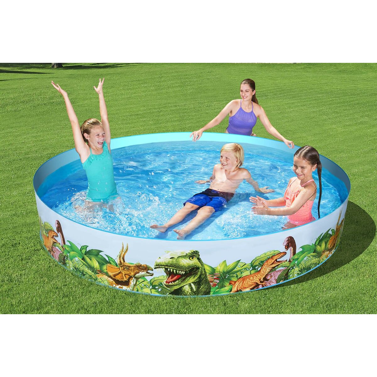Bestway Styv Barn Pool PVC Dinosaurier 244x46 cm +3 År Trädgård 55001 - 4