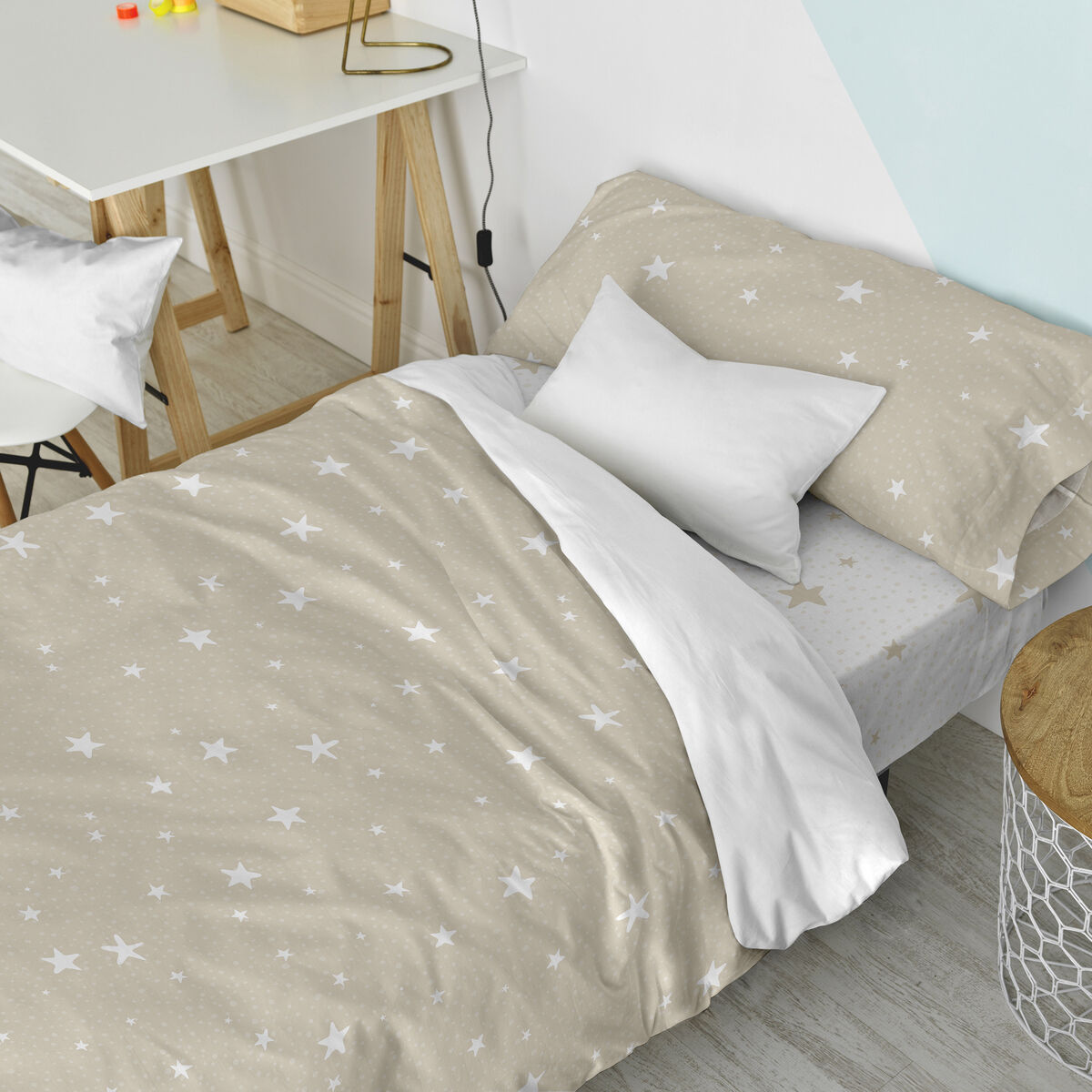 Täckslagsset HappyFriday Basic Kids Beige Säng 80/90 2 Delar - 8