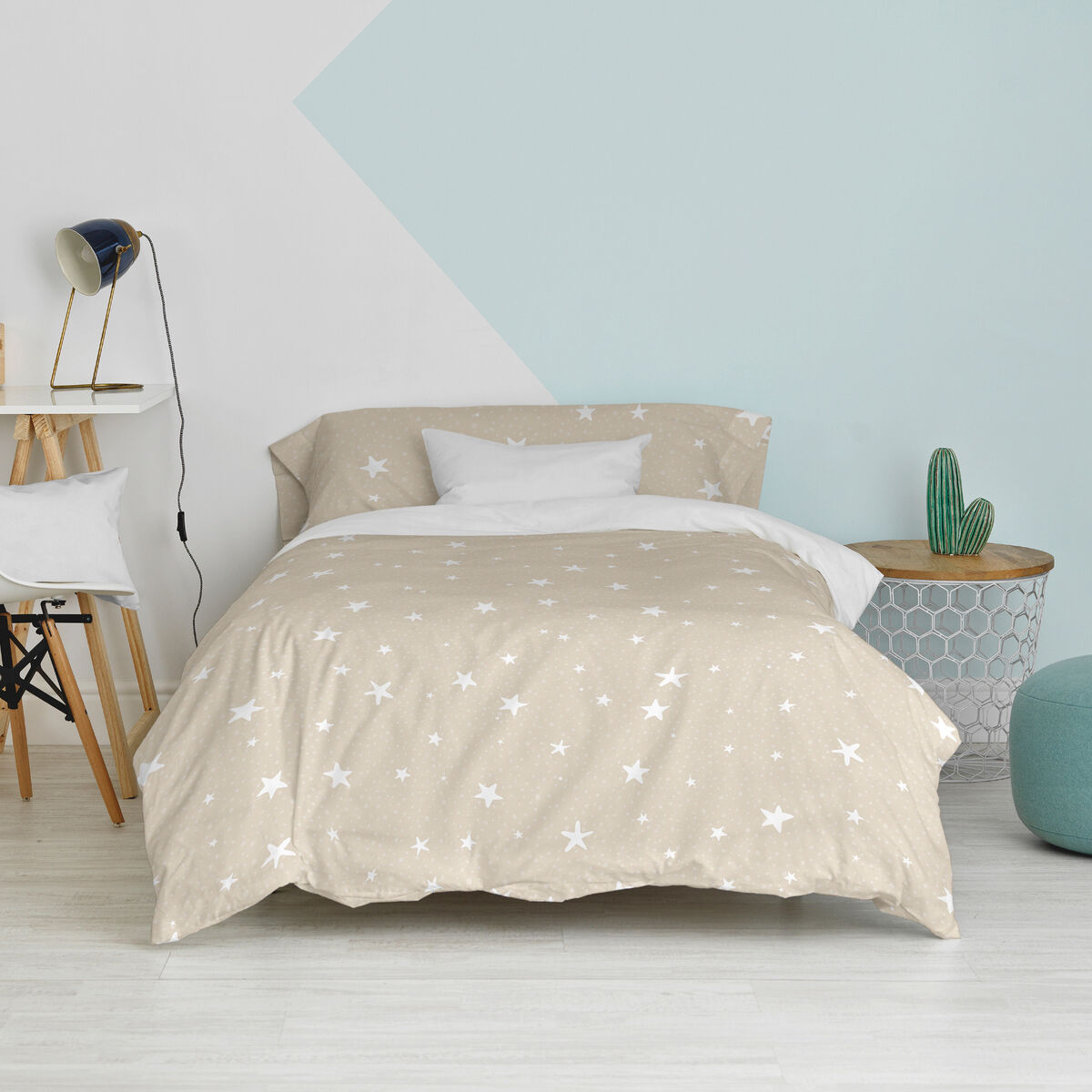 Täckslagsset HappyFriday Basic Kids Beige Säng 80/90 2 Delar - 4