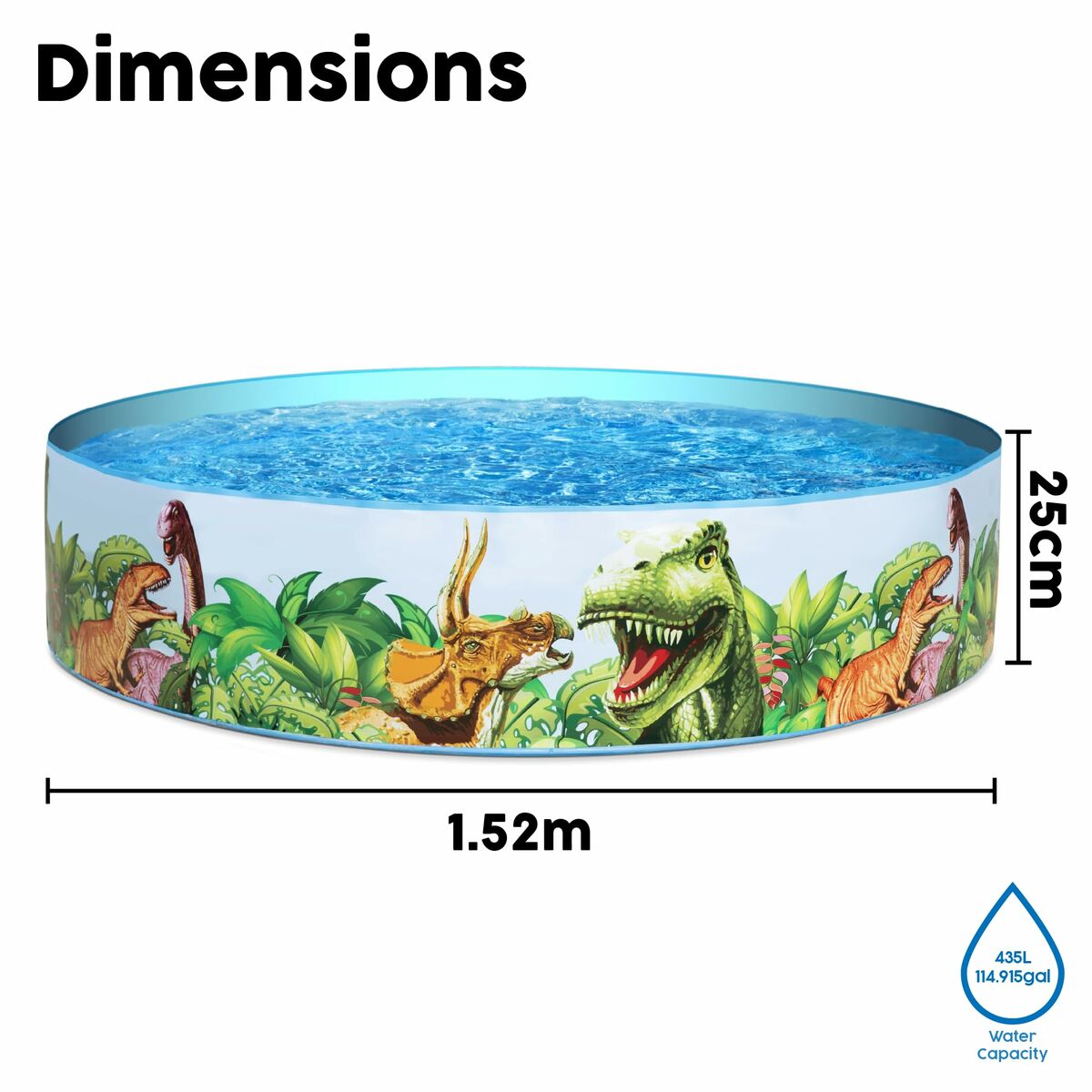 Bestway Hård Barnpool PVC Dinosaurier 183x38 cm +2 År Trädgård 55022 - 5