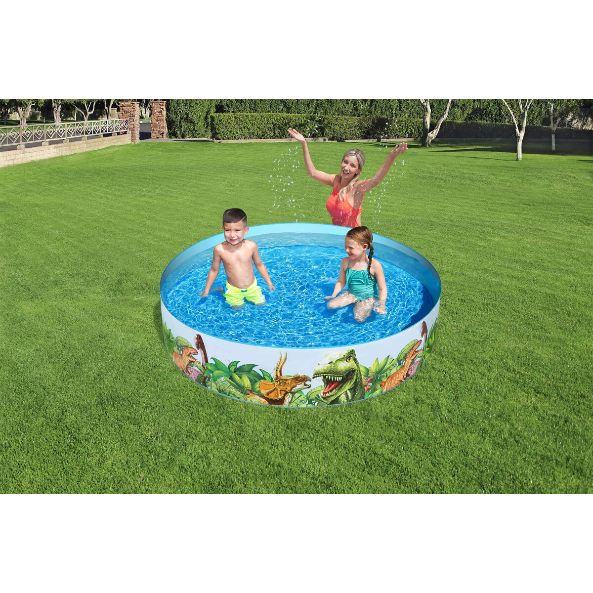 Bestway Hård Barnpool PVC Dinosaurier 183x38 cm +2 År Trädgård 55022 - 6