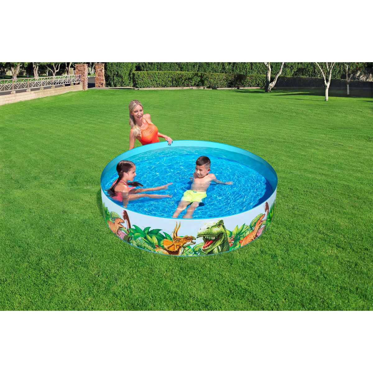 Bestway Hård Barnpool PVC Dinosaurier 183x38 cm +2 År Trädgård 55022 - 3