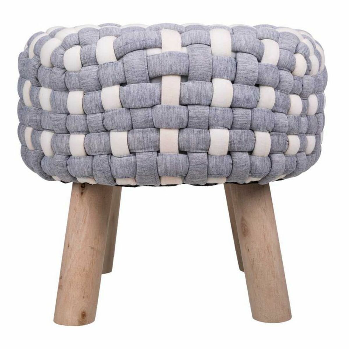 Sittpall Alexandra House Living Vit Grå Bambu Badsvamp Trä MDF 40 x 36 x 40 cm - 3