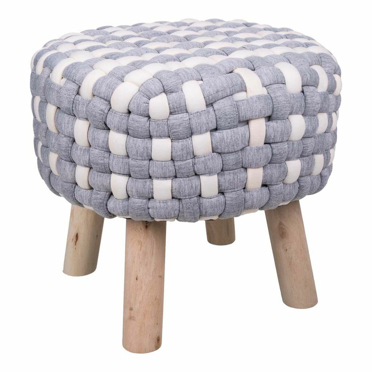 Sittpall Alexandra House Living Vit Grå Bambu Badsvamp Trä MDF 40 x 36 x 40 cm