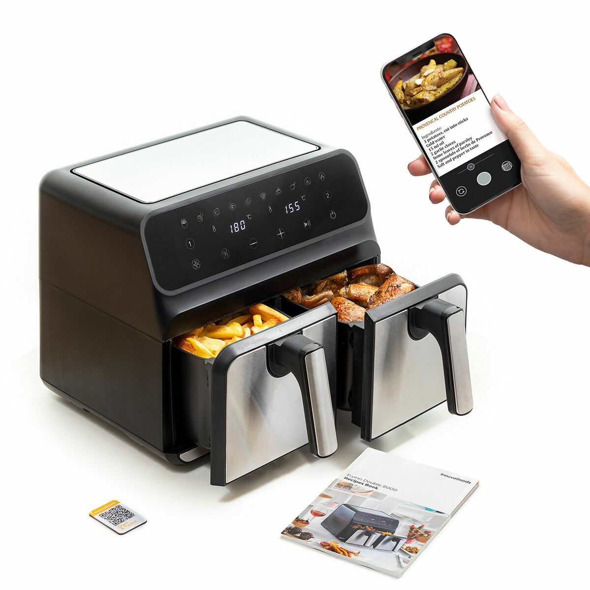Luftfritös InnovaGoods Svart 3400 W 8 L Rostfritt stål (Renoverade A) - 5
