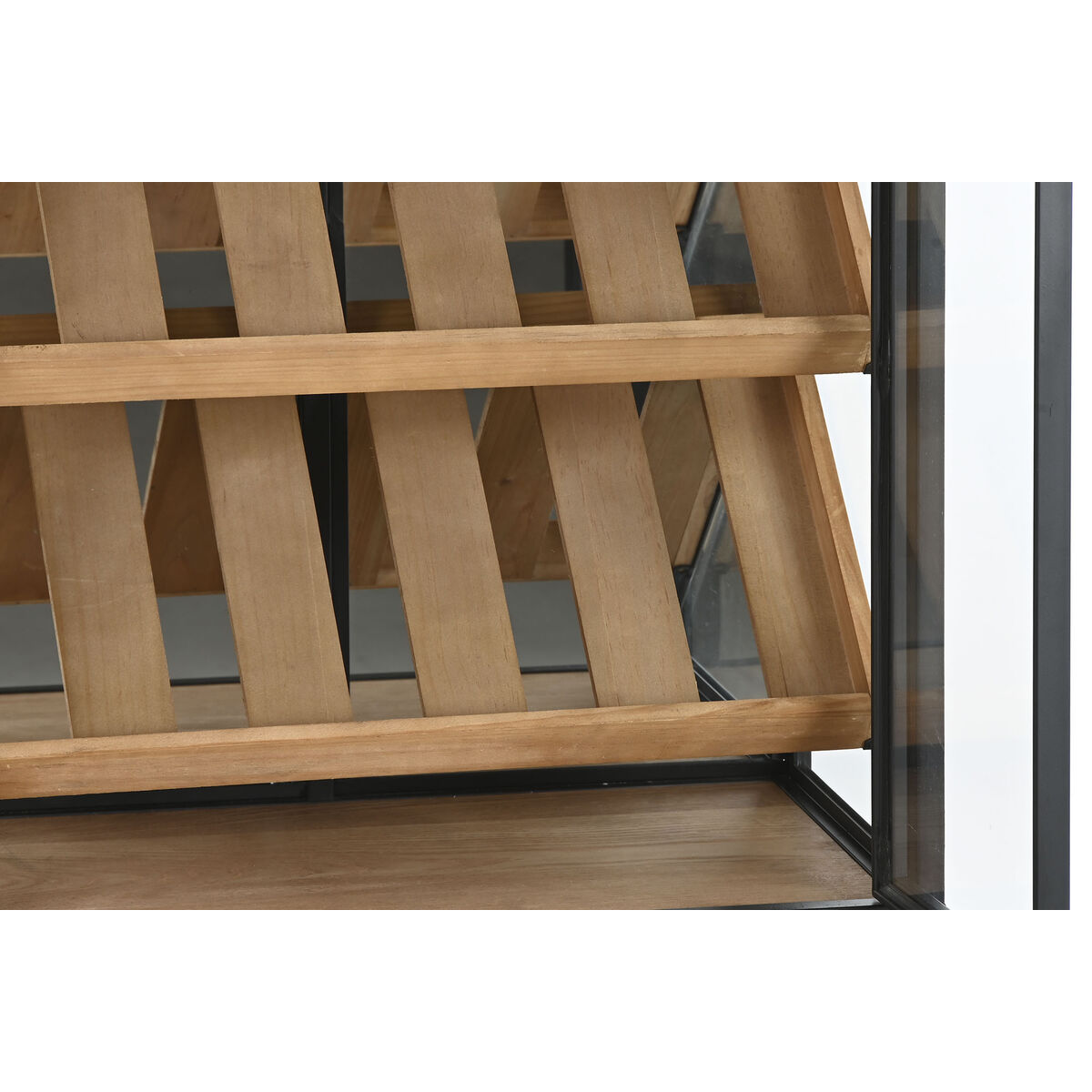 Flaskställ Home ESPRIT Svart Naturell Trä Metall 60 x 33 x 169 cm - 2