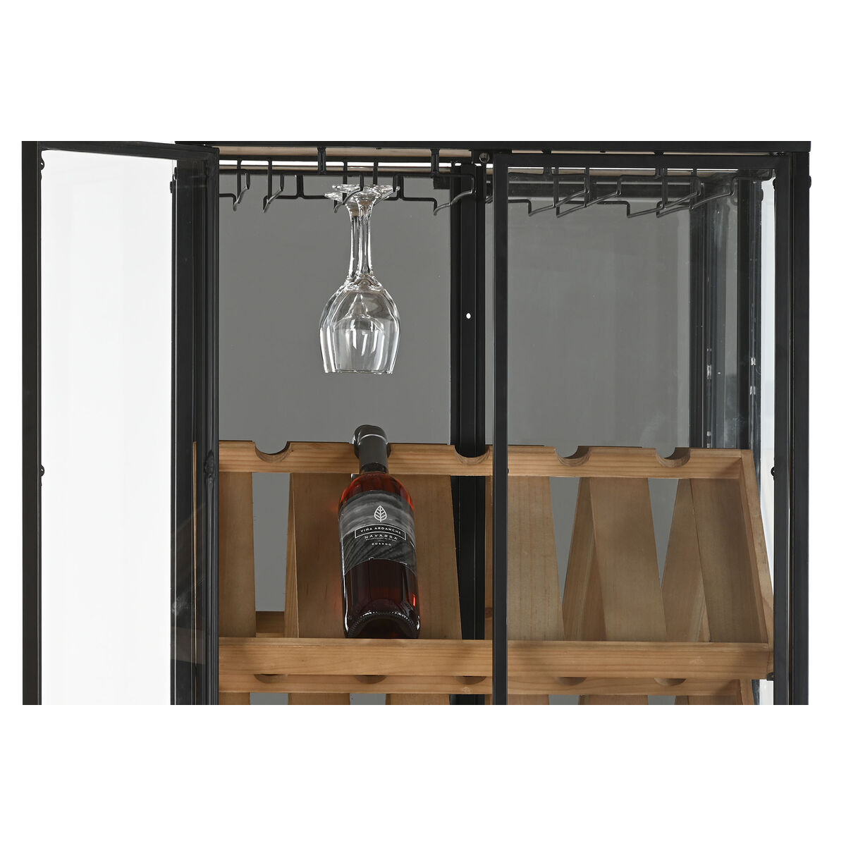 Flaskställ Home ESPRIT Svart Naturell Trä Metall 60 x 33 x 169 cm - 5