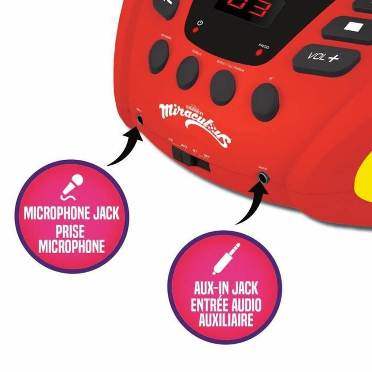 CD/MP3-spelare Lexibook Miraculous Bluetooth 5.0 Röd - 2