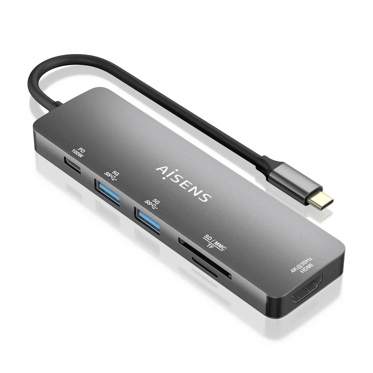 USB-HUB Aisens ASUC-6P016-GR Grå Multicolour