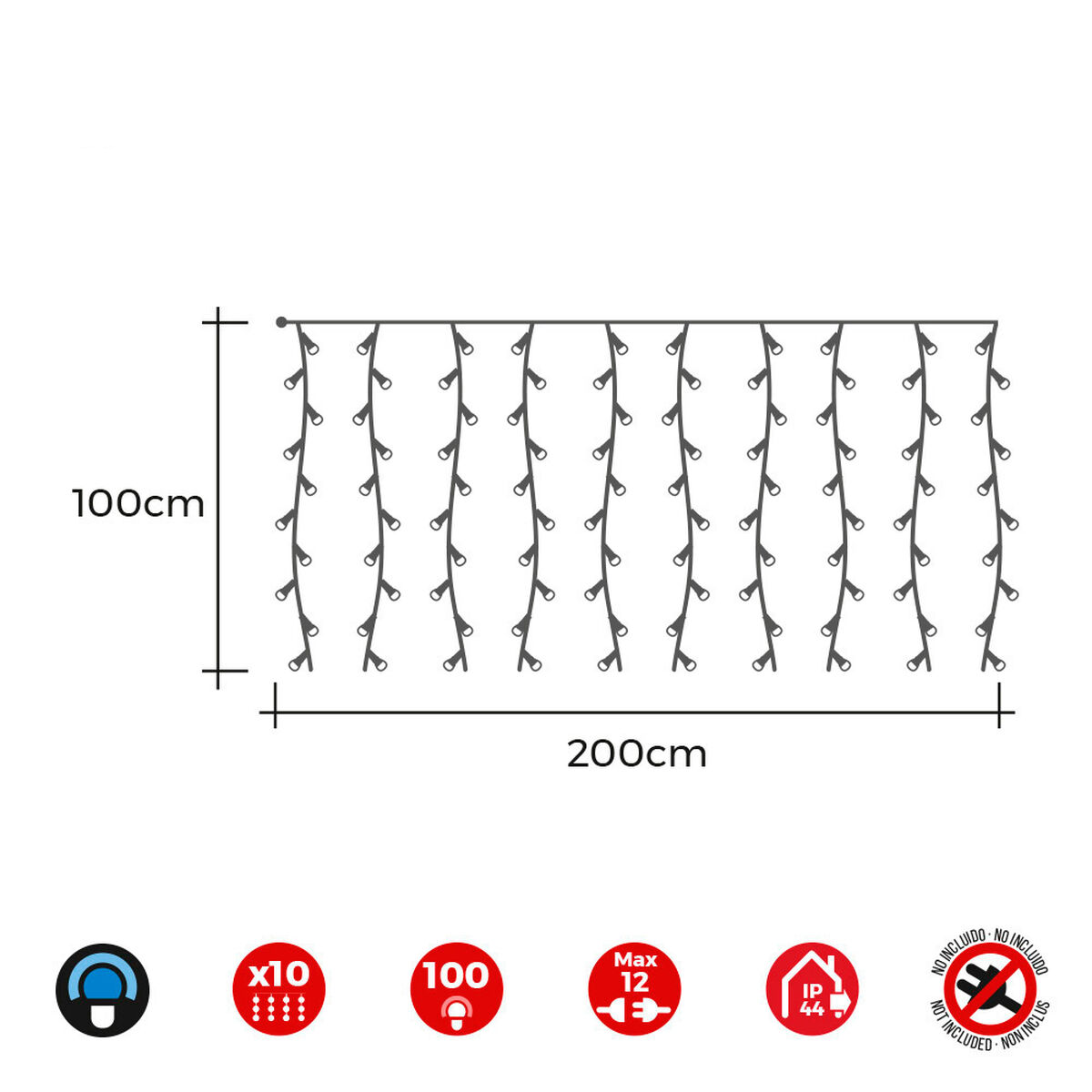 Gardinbelysning med LED EDM 71259 1,8 W Blå Transparent 2 x 1 m (1 antal) - 4