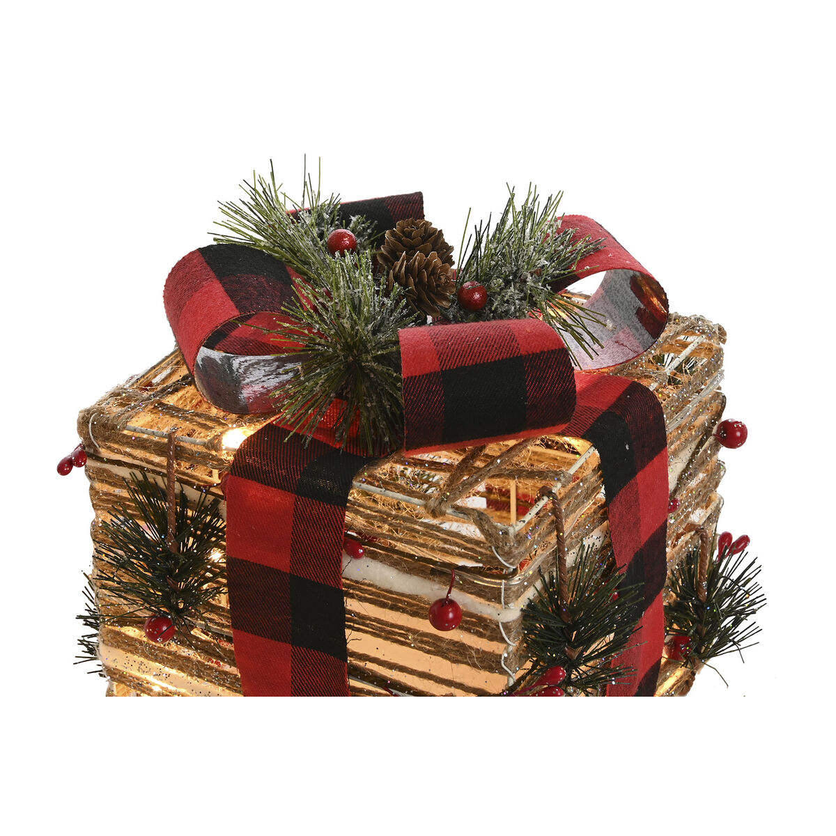 Julgranskula DKD Home Decor Röd Naturell 25 x 25 x 25 cm (3 Delar) - 2