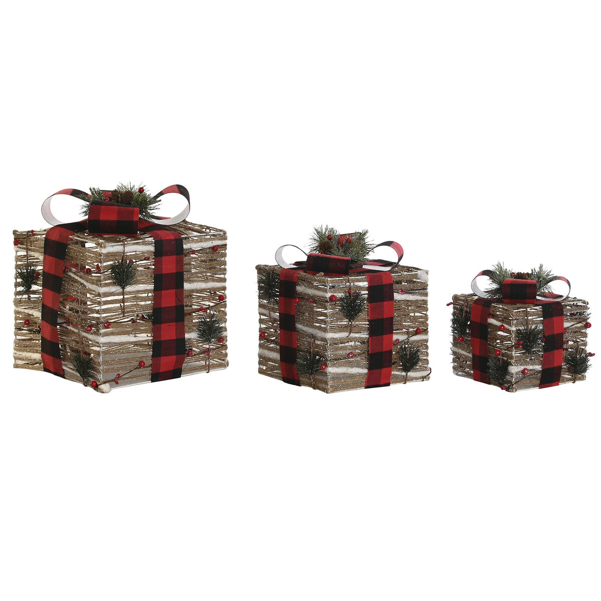 Julgranskula DKD Home Decor Röd Naturell 25 x 25 x 25 cm (3 Delar) - 4