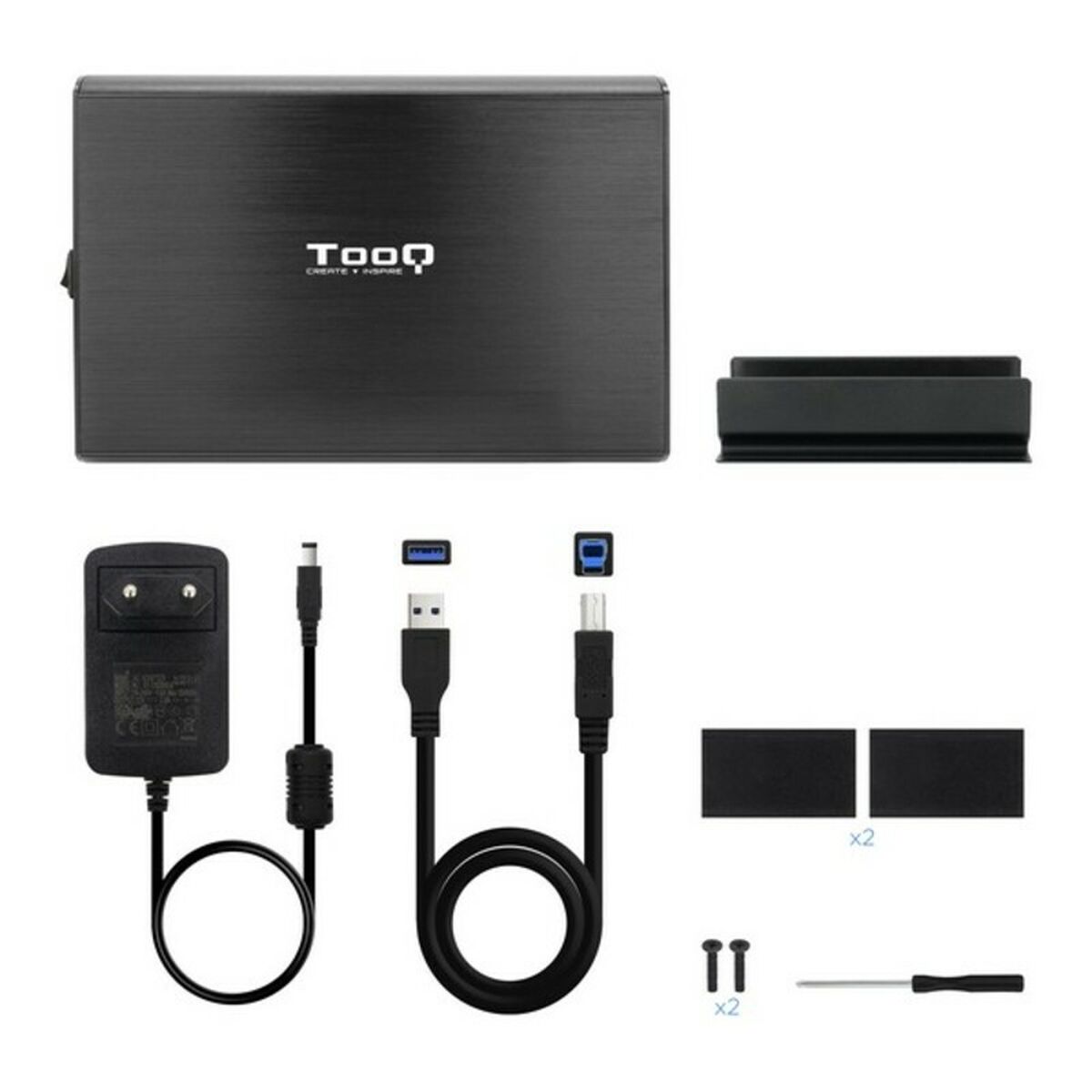 Hårddiskkabinett TooQ TQE-3531B Svart 3,5" - 3