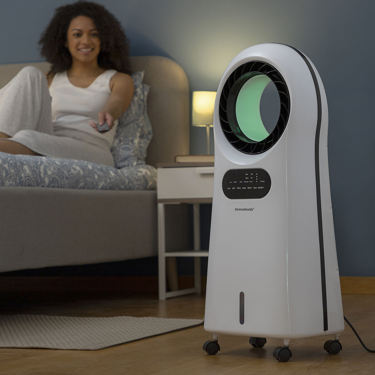 Bladlös, evaporativ luftkonditionering med LED Evareer InnovaGoods - 24