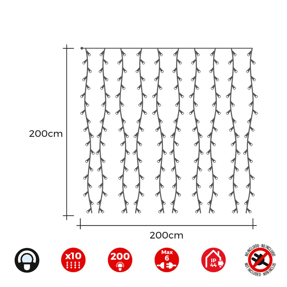 Gardinbelysning med LED EDM 71262 3,2 W 2 x 2 m Vit (1 antal) - 4