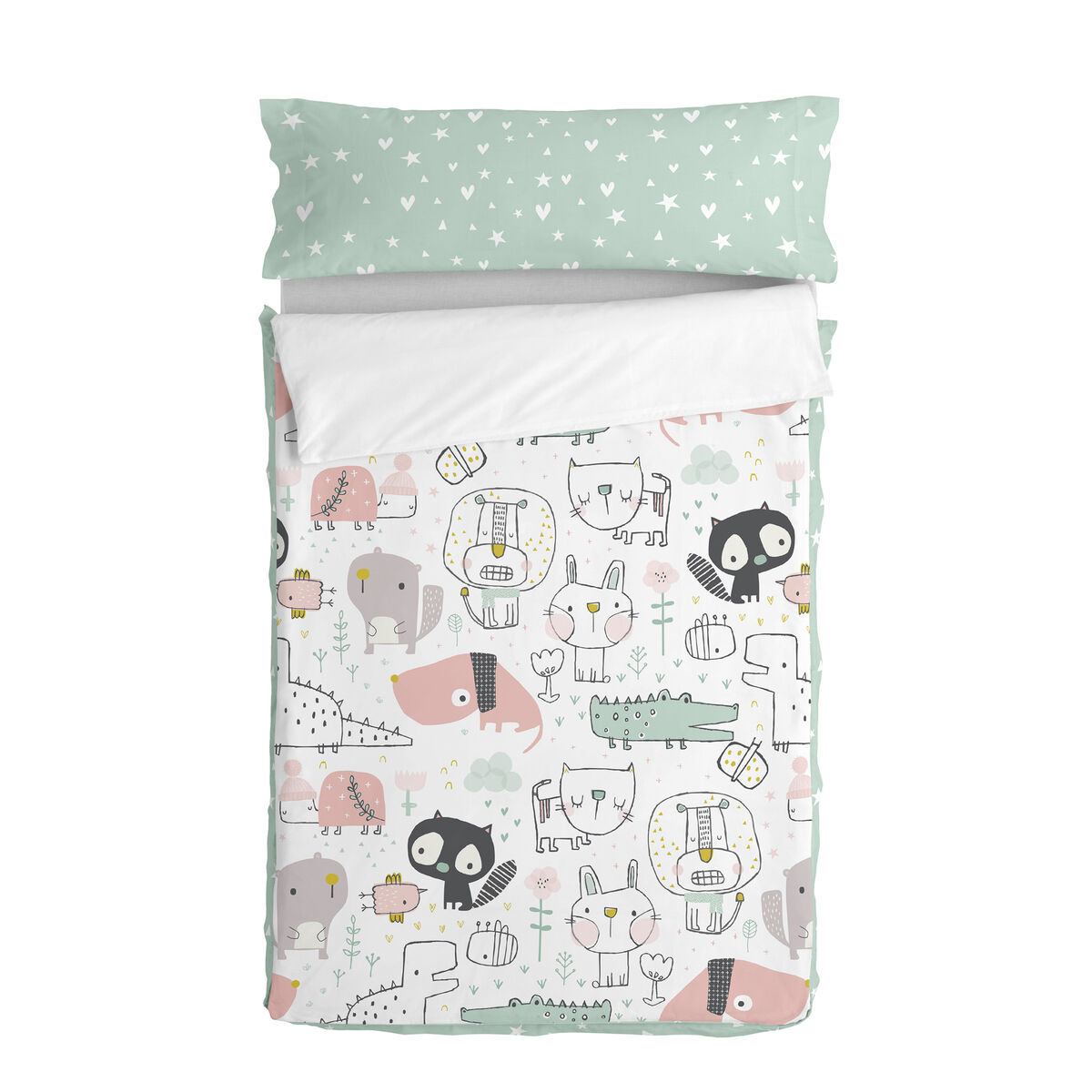 Quiltat täcke utan vadd HappyFriday Moshi Moshi Best buddies Multicolour 90 x 200 cm
