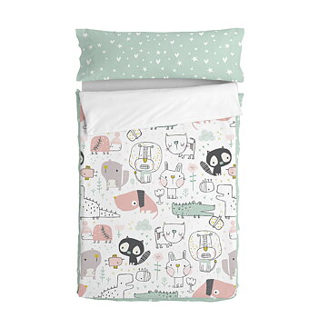 Quiltat täcke utan vadd HappyFriday Moshi Moshi Best buddies Multicolour 90 x 200 cm