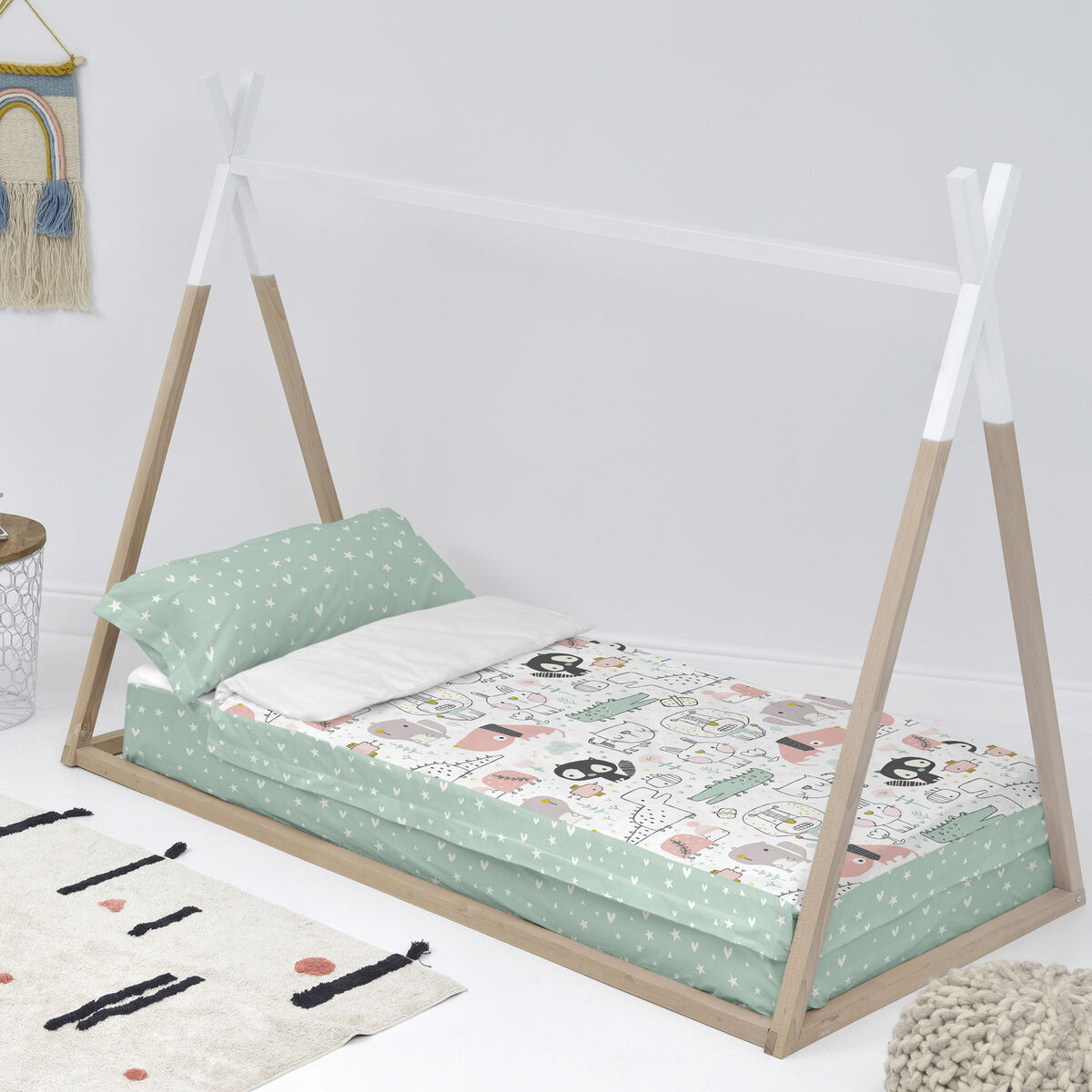 Quiltat täcke utan vadd HappyFriday Moshi Moshi Best buddies Multicolour 90 x 200 cm - 8