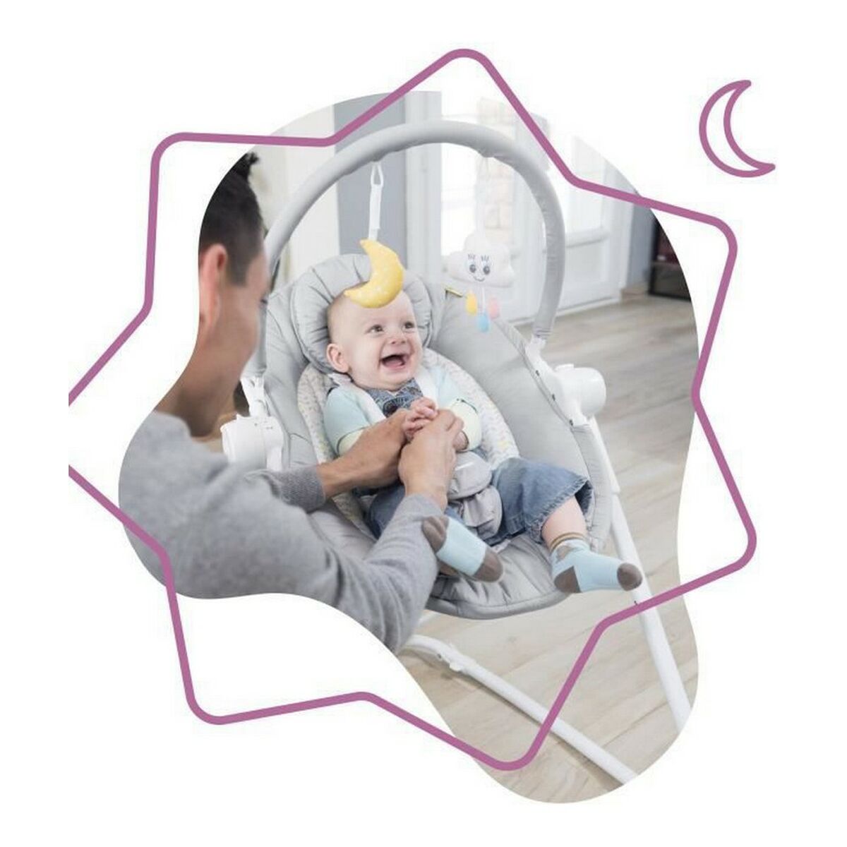 Hängmatta för bebis Badabulle Compact'up High Grå - 11
