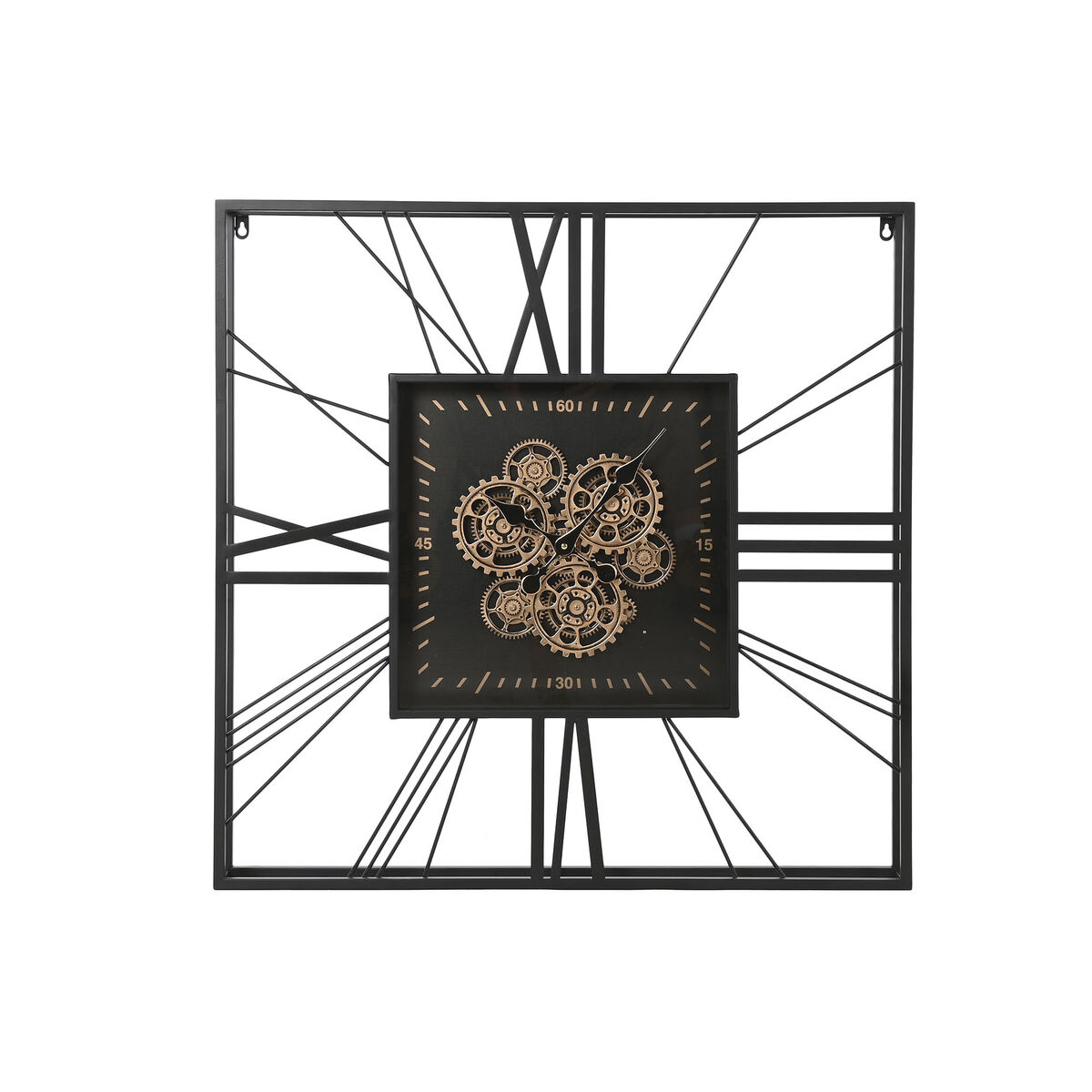 Väggklocka Home ESPRIT Svart Gyllene Metall Glas 80 x 8 x 80 cm
