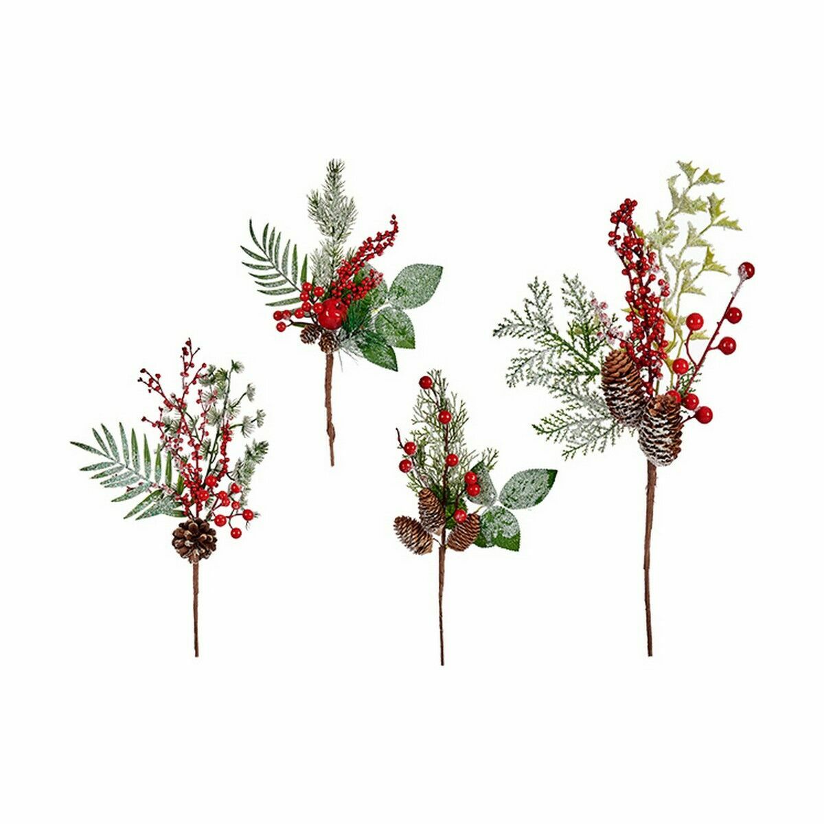 Julgranskula Krist+ Brun Röd Grön Röda Bär 20 x 39 x 6 cm (12 antal) - 2