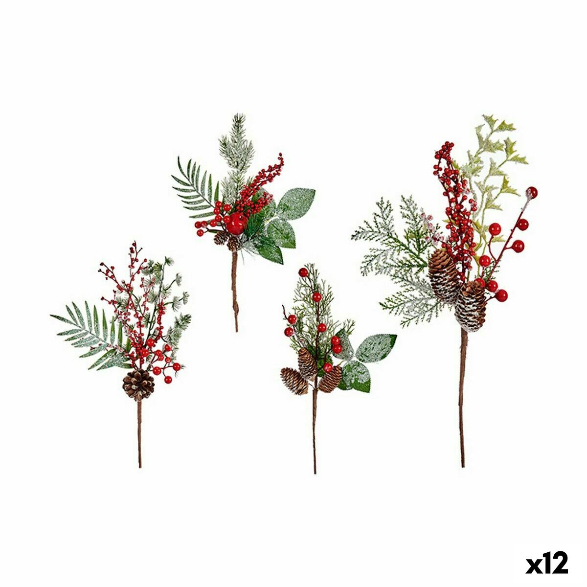 Julgranskula Krist+ Brun Röd Grön Röda Bär 20 x 39 x 6 cm (12 antal) - 3