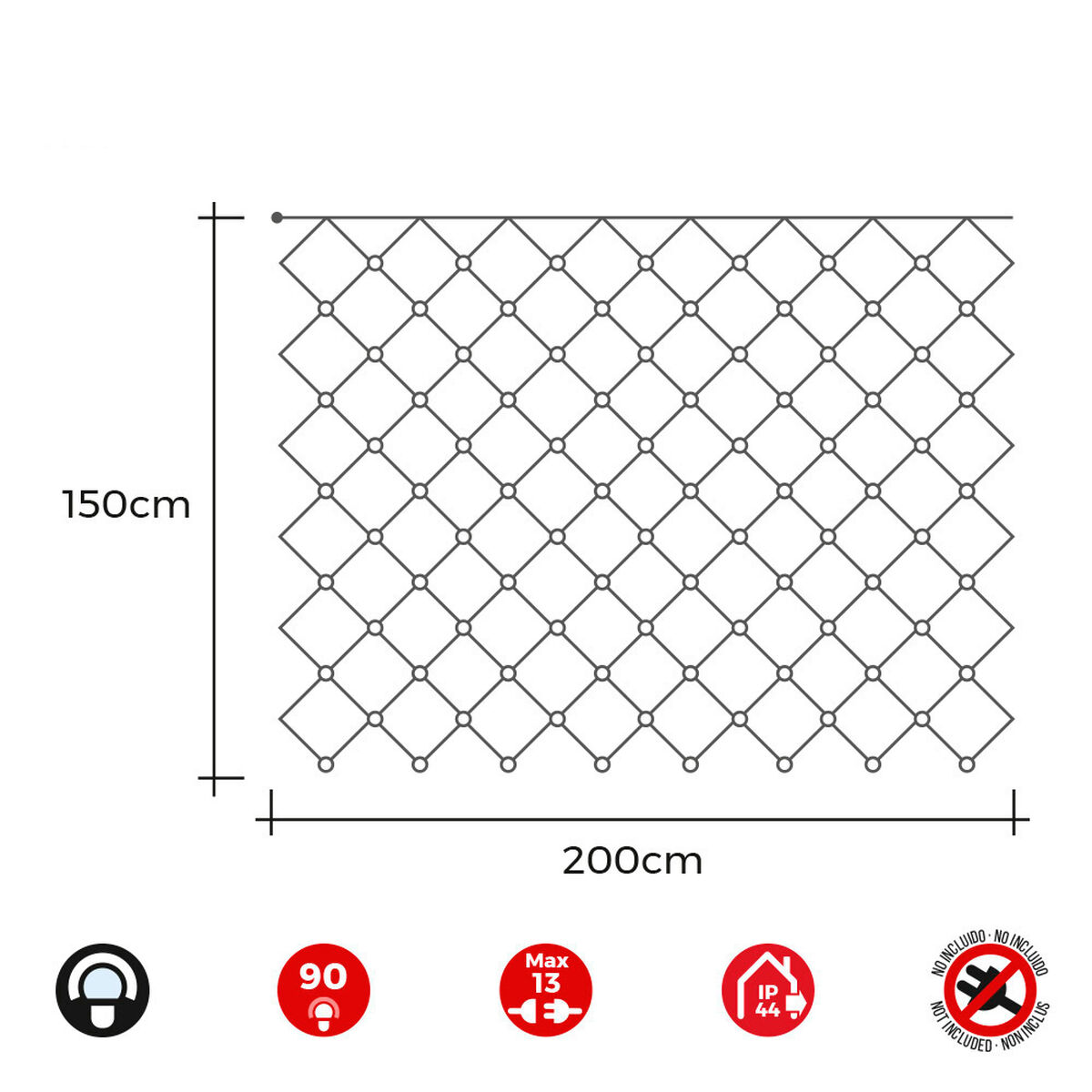 Gardinbelysning med LED EDM 71267 2 x 1,5 m Vit (1 antal) - 4