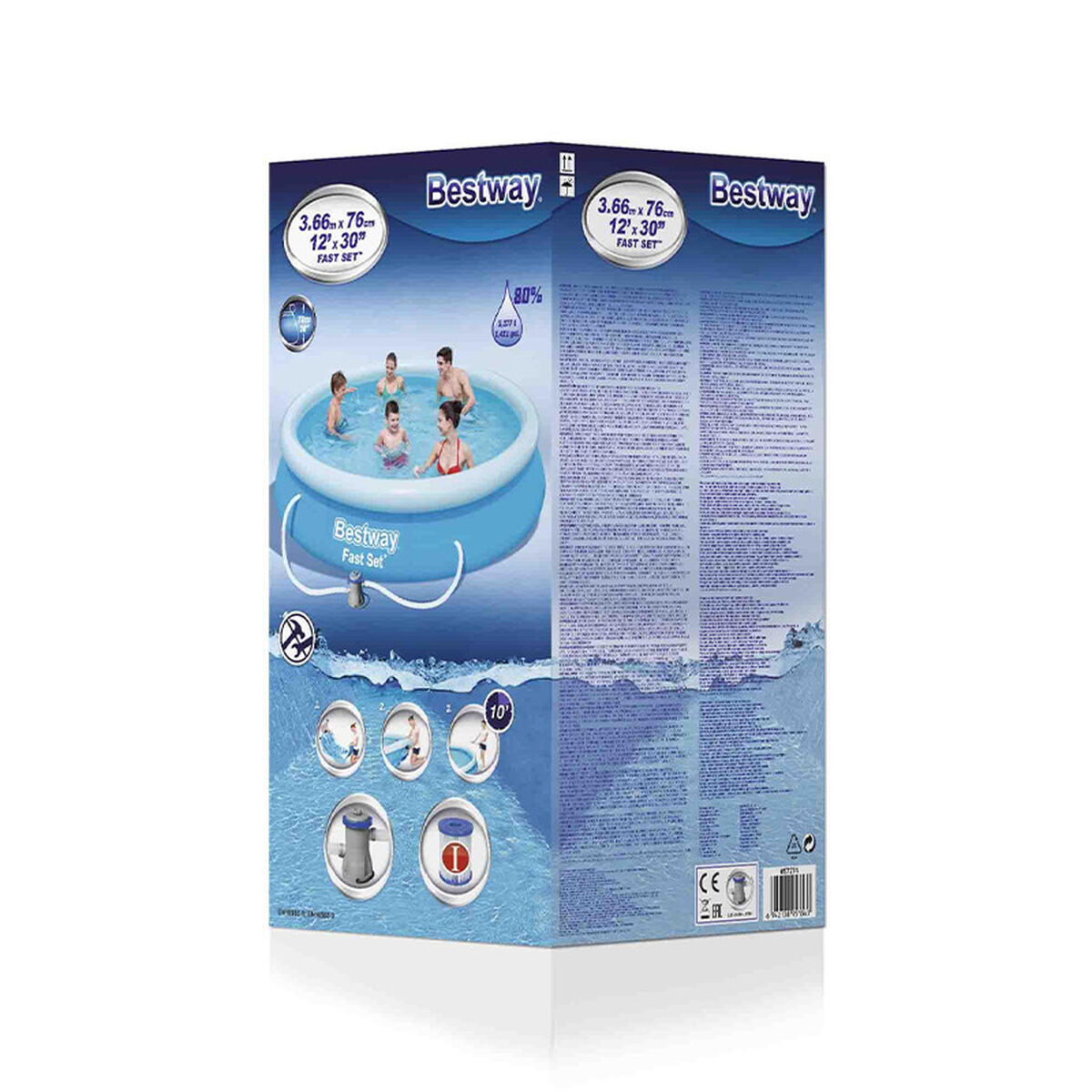 Bestway Uppblåsbar Poolring med Filter 366x76 cm Trädgård 57274 - 5