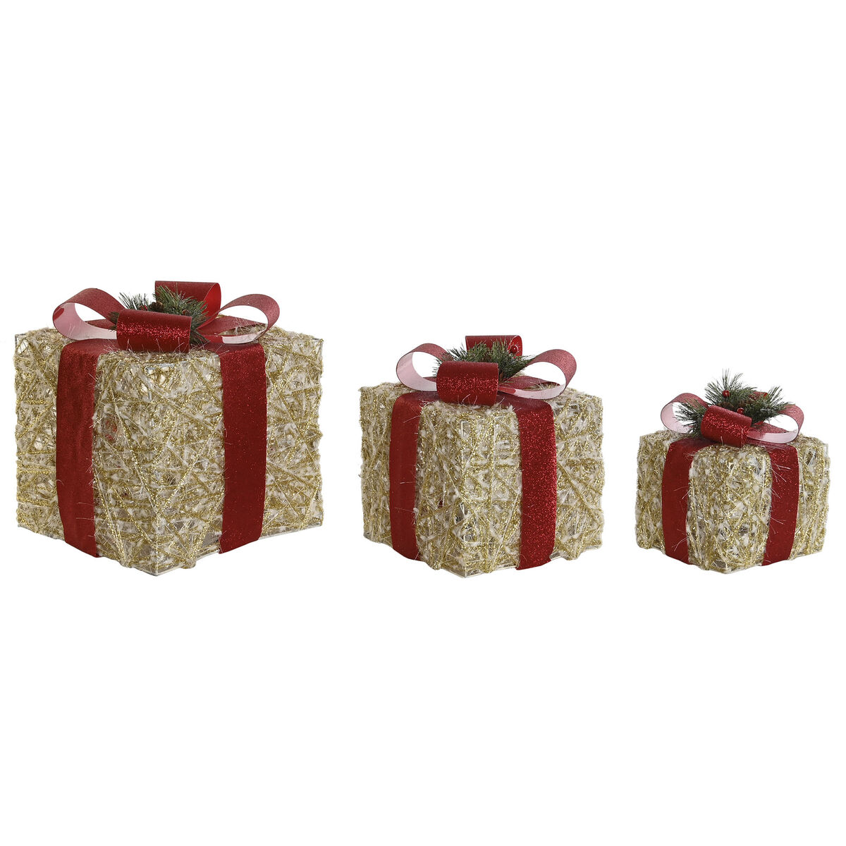 Julgranskula DKD Home Decor Vit Röd Gyllene 25 x 25 x 25 cm (3 Delar) - 4