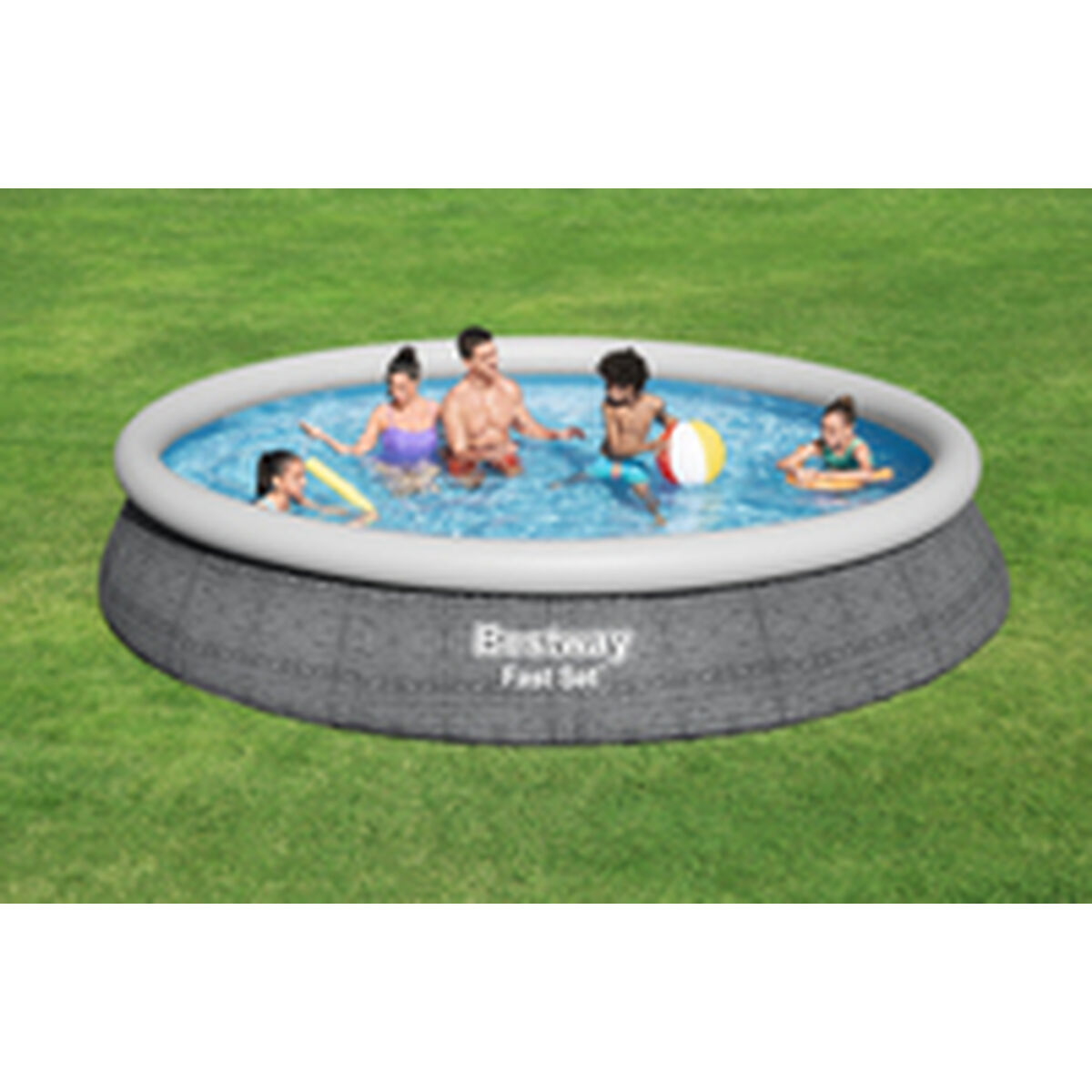 Bestway Uppblåsbar pool för vuxna Rattanring med renare 475x84 cm Trädgård 57313 - 3